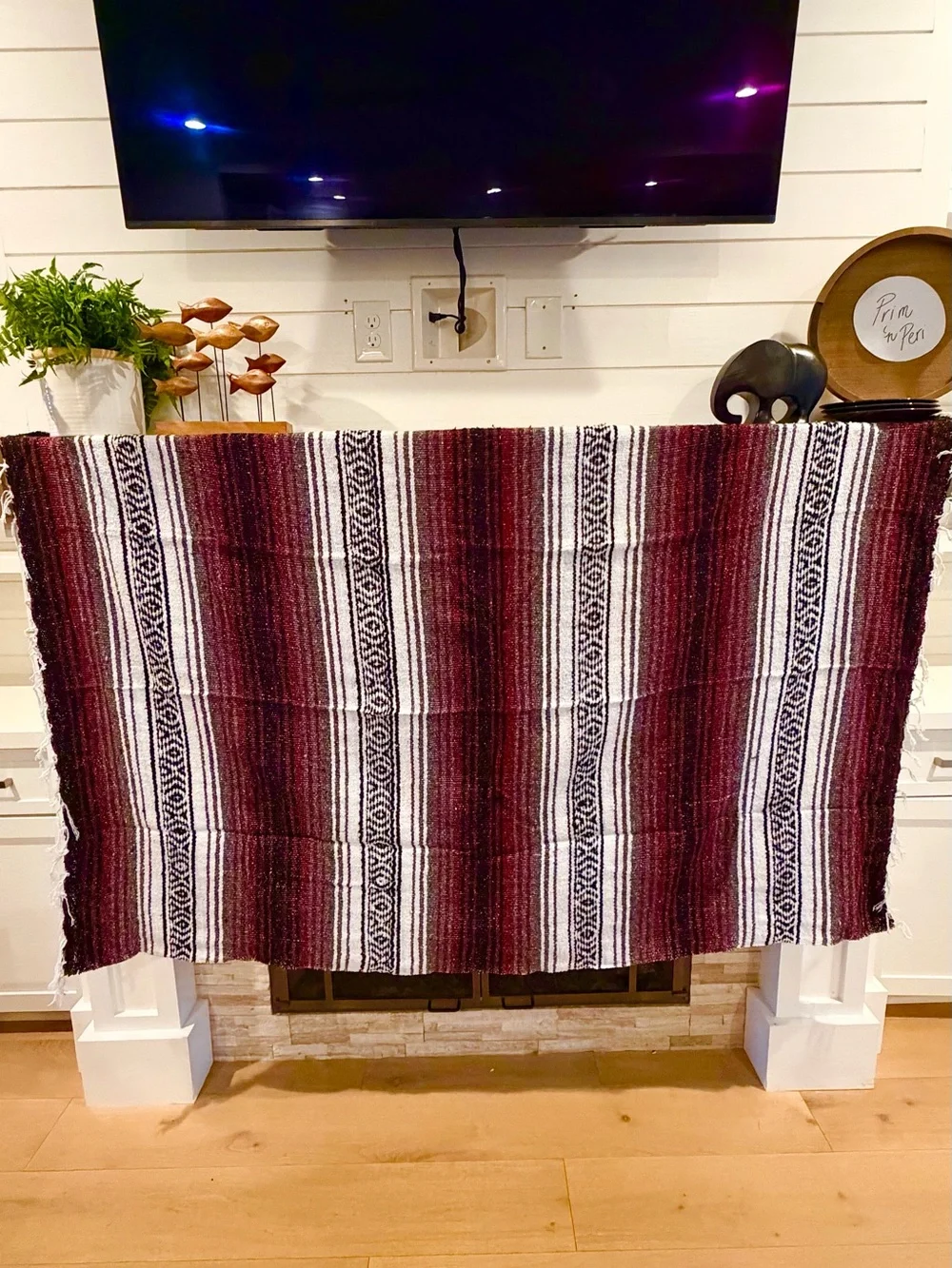 Mexican Falsa Blanket – Woven Striped Serape Throw with Fringe